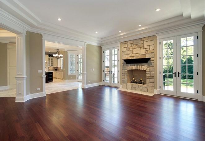 refined walnut wood floors in upscale office